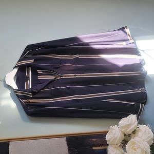Ann Taylor Navy Striped Blouse size L